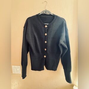 Classic Black Button-Up Sweater